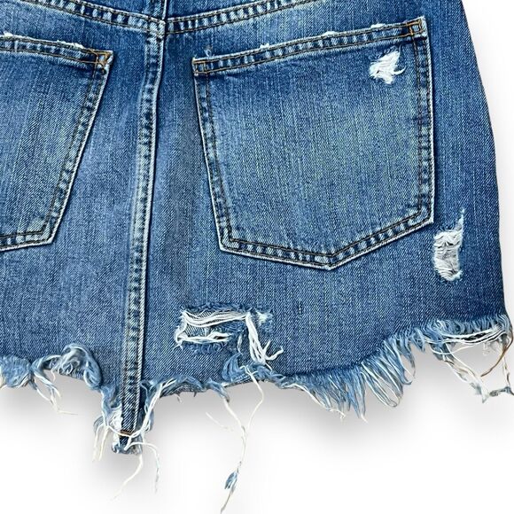 Free People Wild Rose Embroidered Distressed Denim Mini Skirt Womens Size 25 (2) - Picture 10 of 10